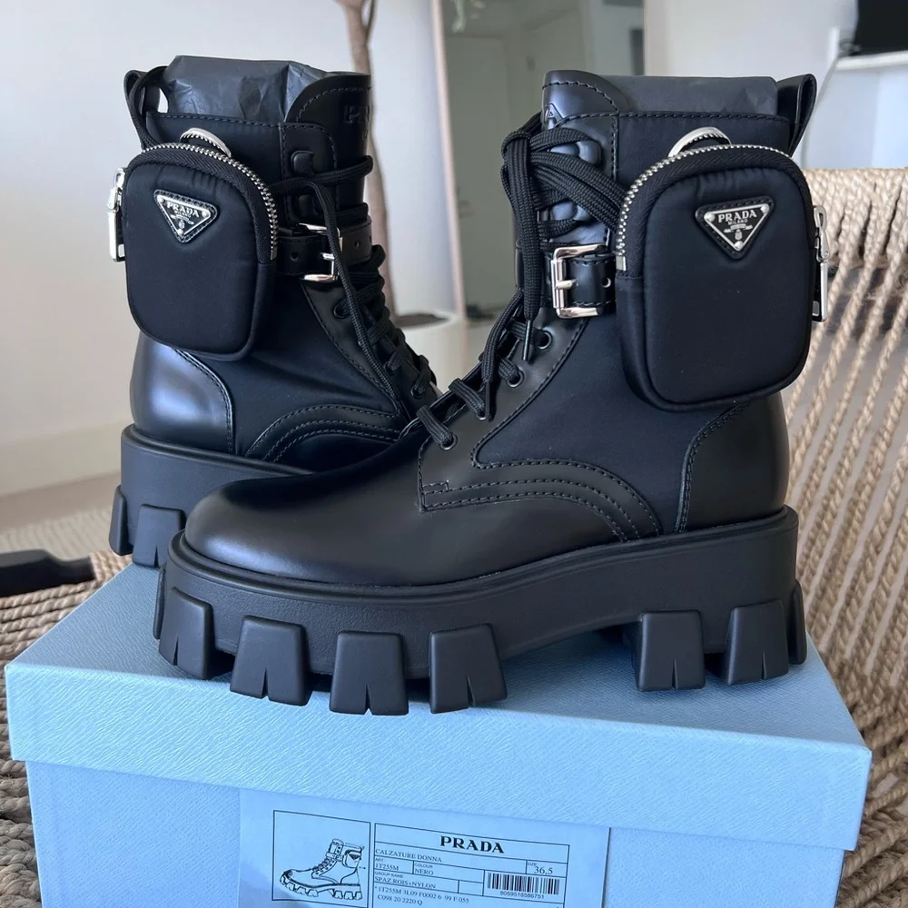 Prada | Shoes | Prada Monolith Combat Boots 365 New In Box | Poshmark